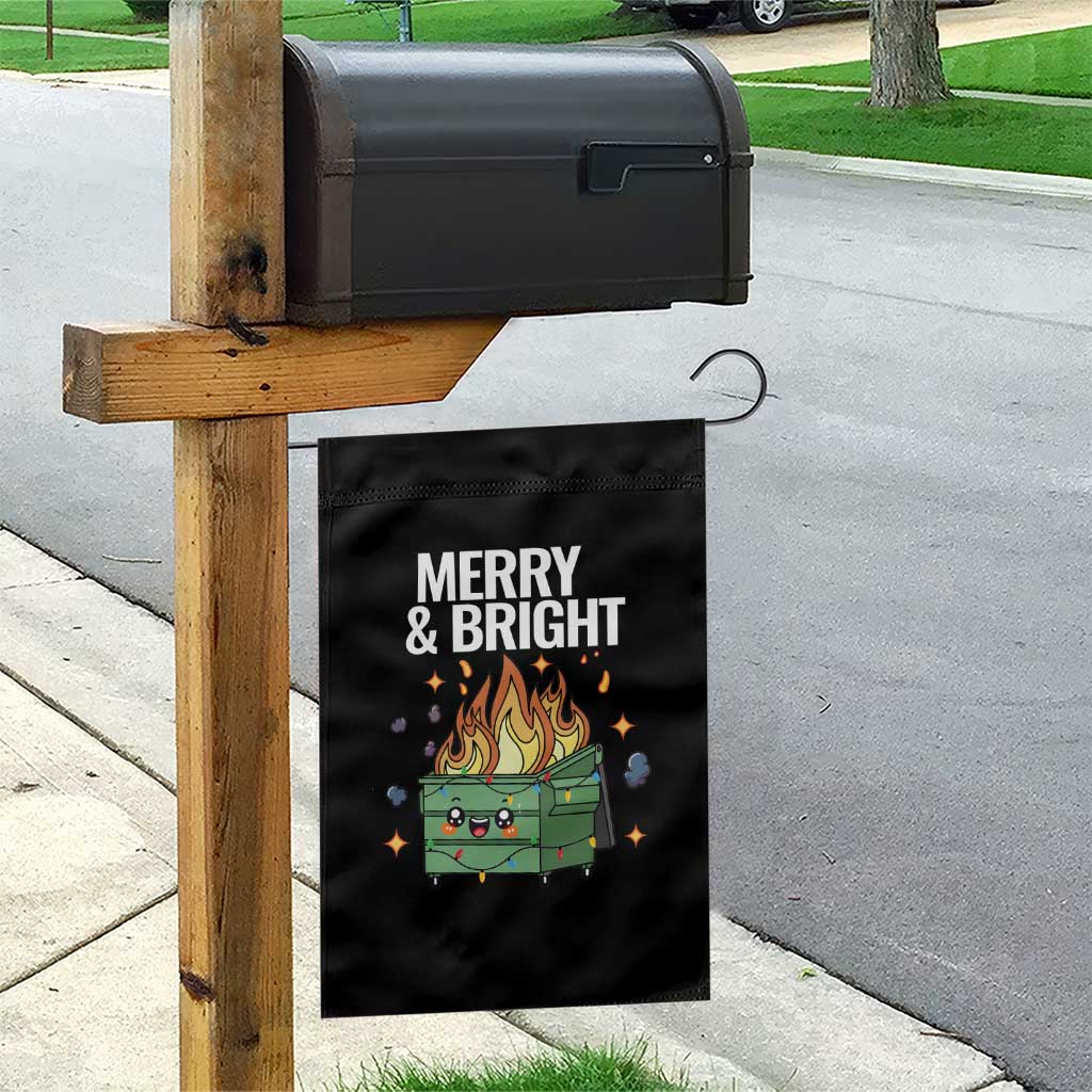 Funny Lil Fire Dumpster Christmas Garden Flag Merry And Bright Xmas Led Lights - Wonder Print Shop