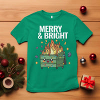 Funny Lil Fire Dumpster Christmas T Shirt Merry And Bright Xmas Led Lights - Wonder Print Shop