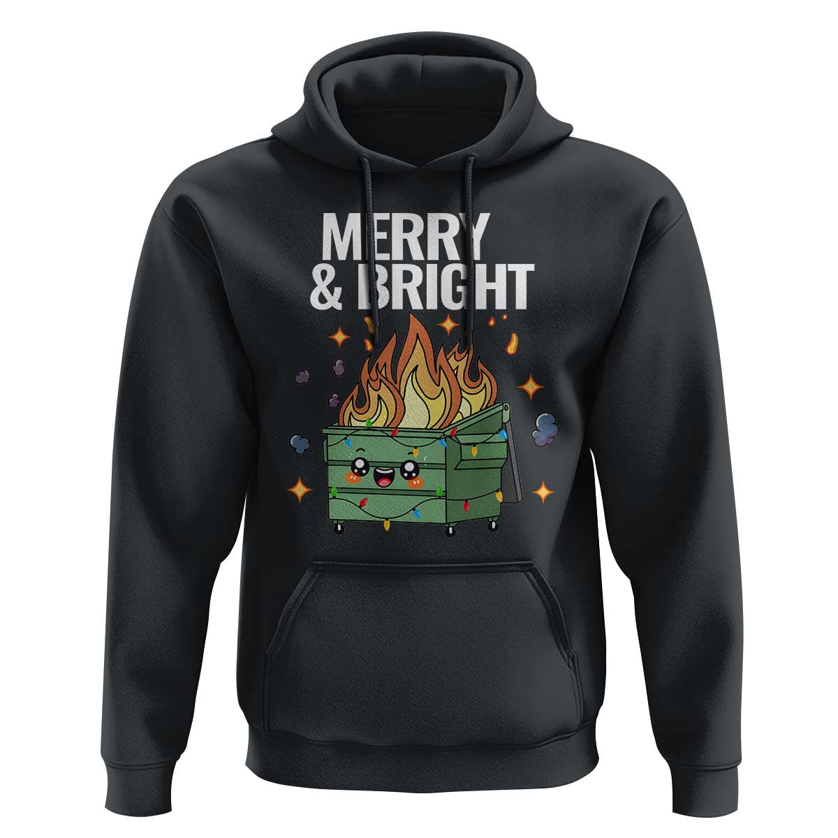Funny Lil Fire Dumpster Christmas Hoodie Merry And Bright Xmas Led Lights
