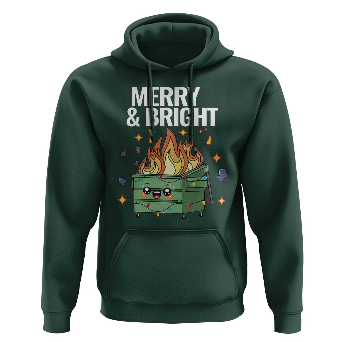 Funny Lil Fire Dumpster Christmas Hoodie Merry And Bright Xmas Led Lights