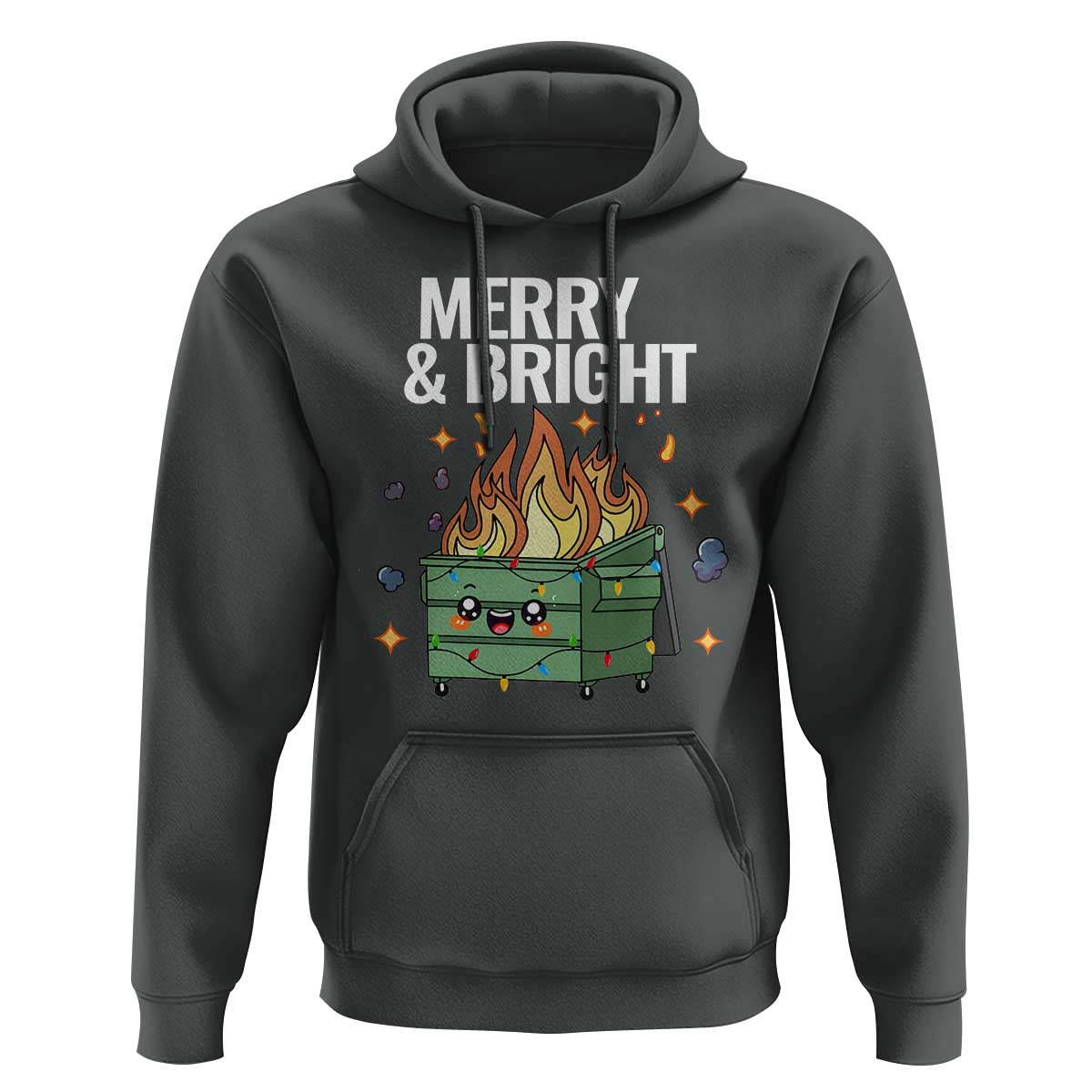 Funny Lil Fire Dumpster Christmas Hoodie Merry And Bright Xmas Led Lights