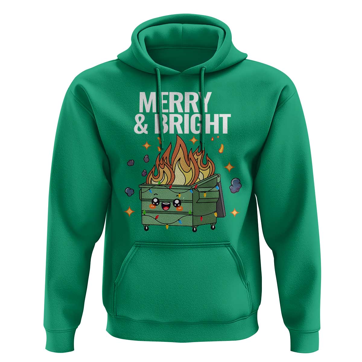 Funny Lil Fire Dumpster Christmas Hoodie Merry And Bright Xmas Led Lights