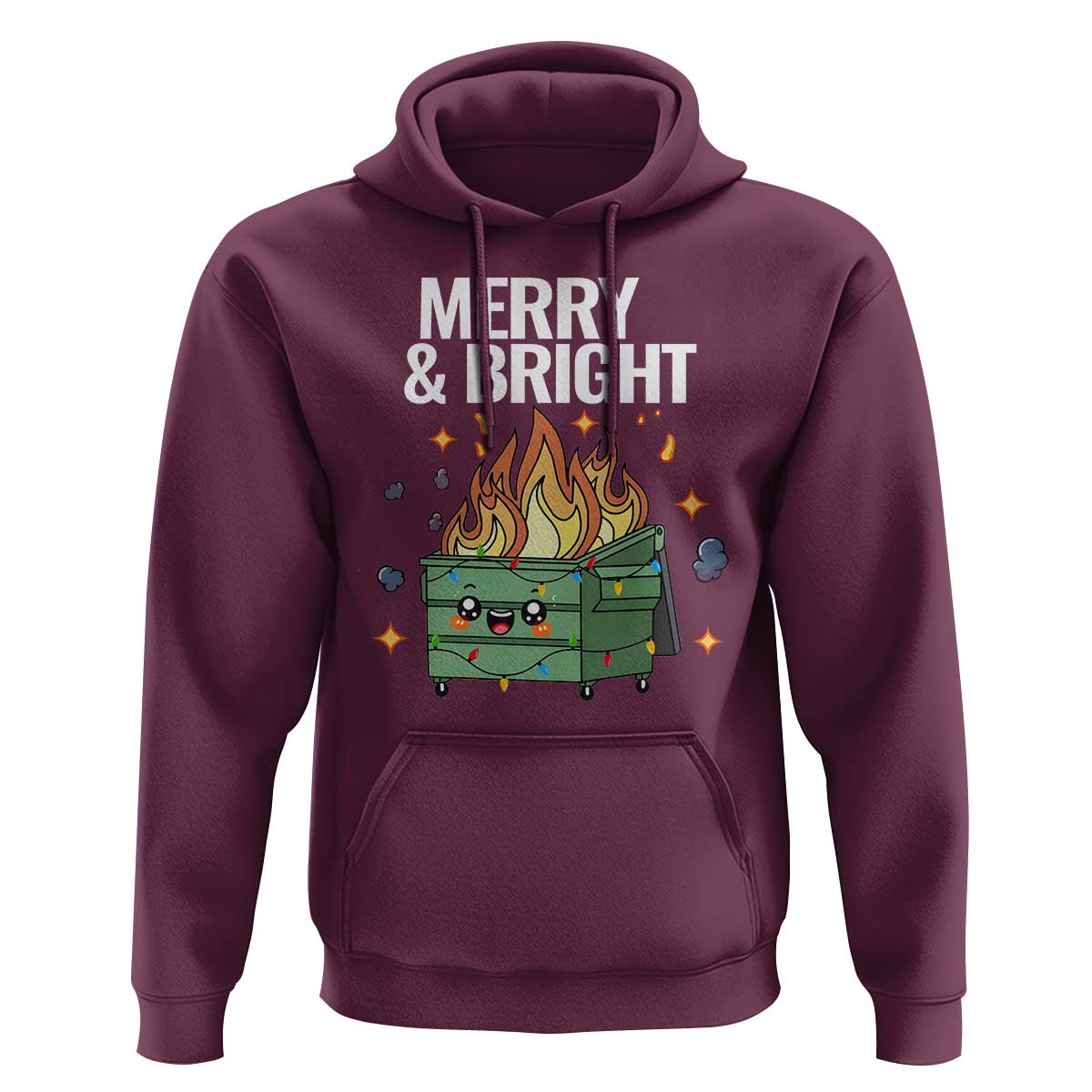 Funny Lil Fire Dumpster Christmas Hoodie Merry And Bright Xmas Led Lights