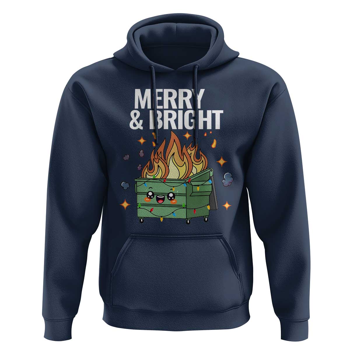 Funny Lil Fire Dumpster Christmas Hoodie Merry And Bright Xmas Led Lights