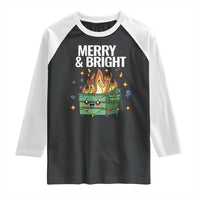 Funny Lil Fire Dumpster Christmas Raglan Shirt Merry And Bright Xmas Led Lights - Wonder Print Shop