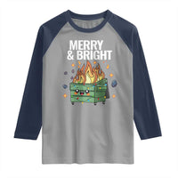 Funny Lil Fire Dumpster Christmas Raglan Shirt Merry And Bright Xmas Led Lights - Wonder Print Shop