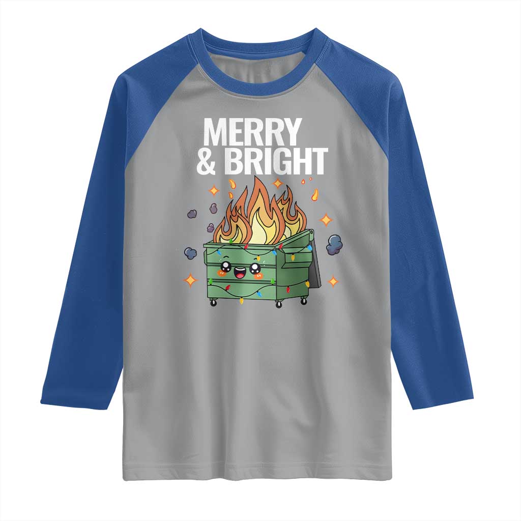 Funny Lil Fire Dumpster Christmas Raglan Shirt Merry And Bright Xmas Led Lights - Wonder Print Shop