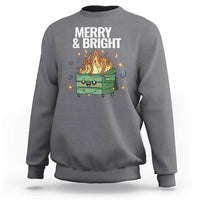 Funny Lil Fire Dumpster Christmas Sweatshirt Merry And Bright Xmas Led Lights - Wonder Print Shop