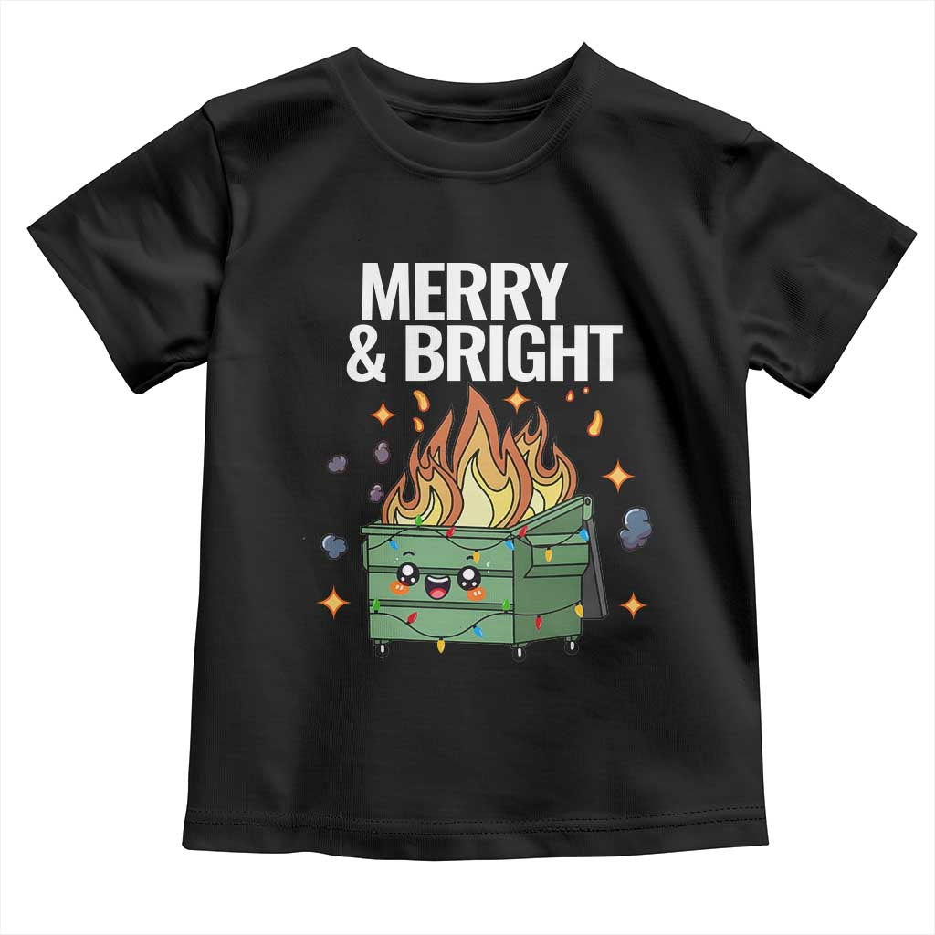 Funny Lil Fire Dumpster Christmas Toddler T Shirt Merry And Bright Xmas Led Lights