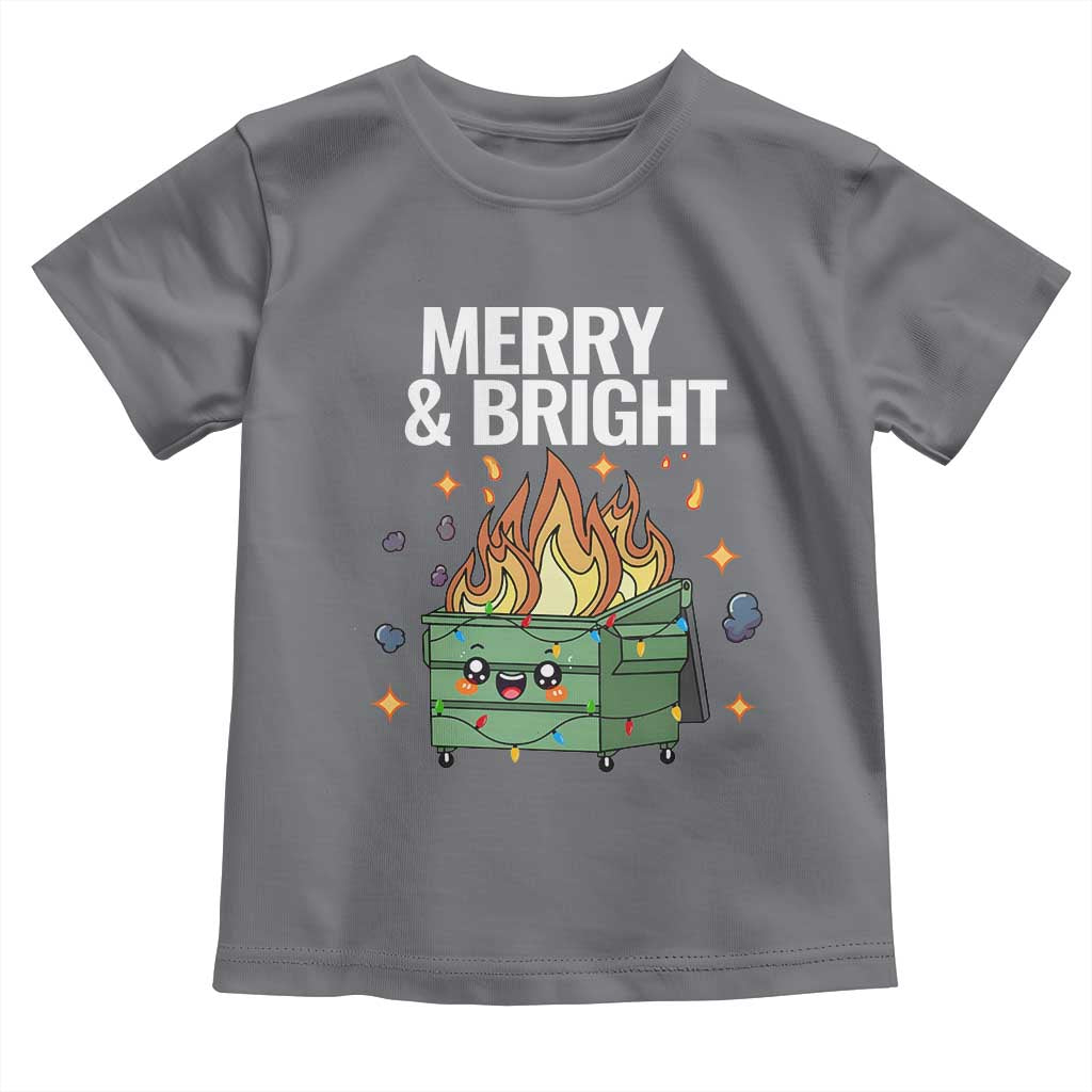 Funny Lil Fire Dumpster Christmas Toddler T Shirt Merry And Bright Xmas Led Lights