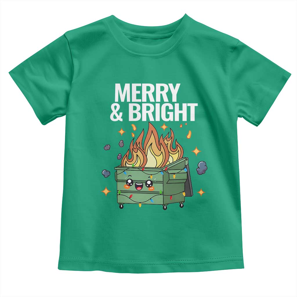 Funny Lil Fire Dumpster Christmas Toddler T Shirt Merry And Bright Xmas Led Lights