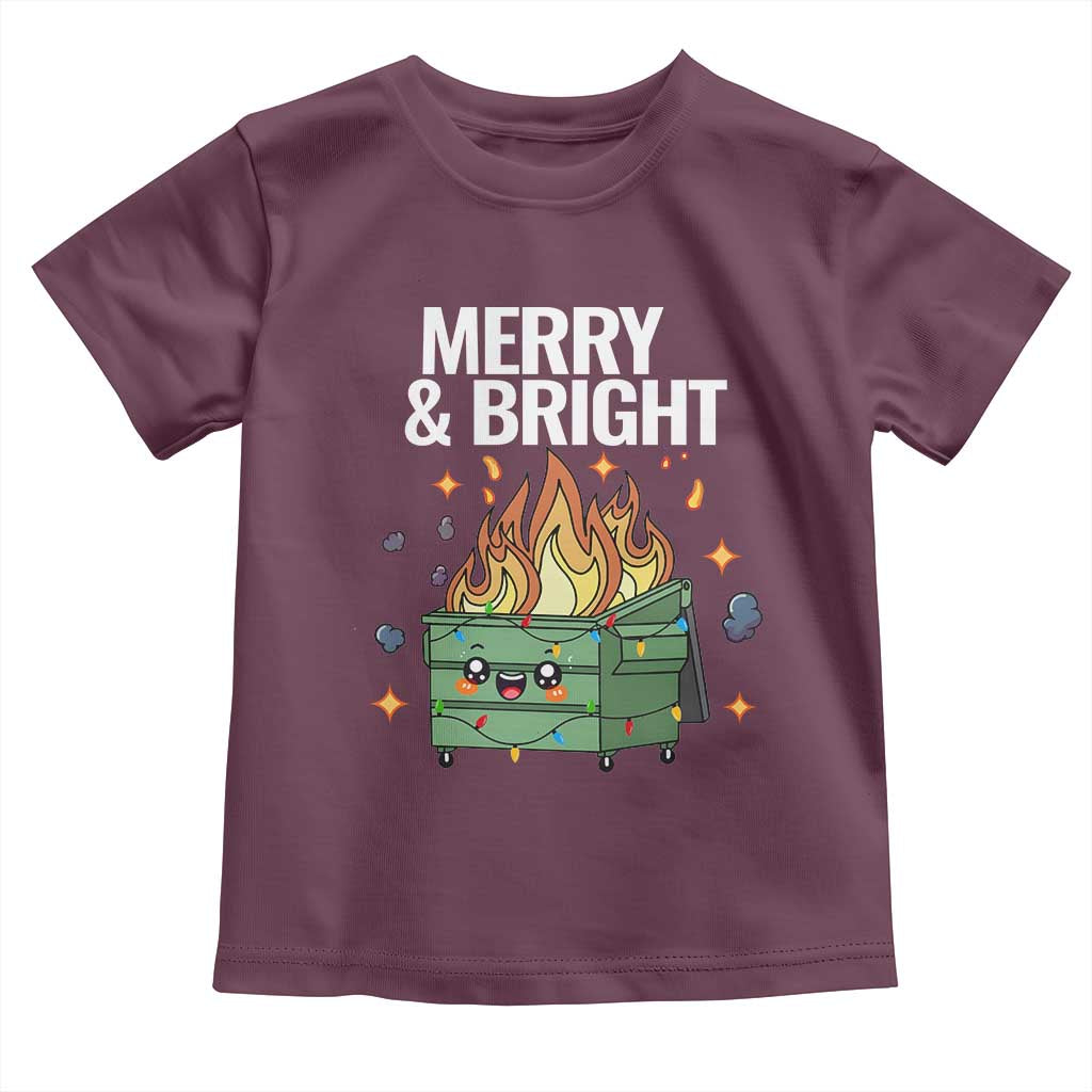 Funny Lil Fire Dumpster Christmas Toddler T Shirt Merry And Bright Xmas Led Lights