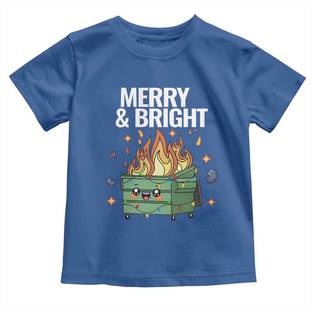 Funny Lil Fire Dumpster Christmas Toddler T Shirt Merry And Bright Xmas Led Lights