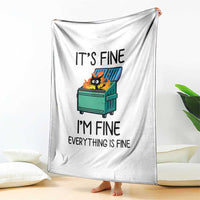 Funny It's Fine I'm Everything Is Fine Throw Blanket Black Cat Lil Dumpster Fire - Wonder Print Shop