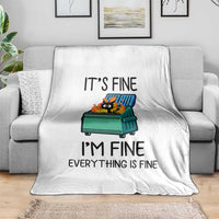 Funny It's Fine I'm Everything Is Fine Throw Blanket Black Cat Lil Dumpster Fire - Wonder Print Shop