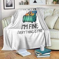 Funny It's Fine I'm Everything Is Fine Throw Blanket Black Cat Lil Dumpster Fire - Wonder Print Shop