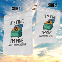 Funny It's Fine I'm Everything Is Fine Garden Flag Black Cat Lil Dumpster Fire - Wonder Print Shop