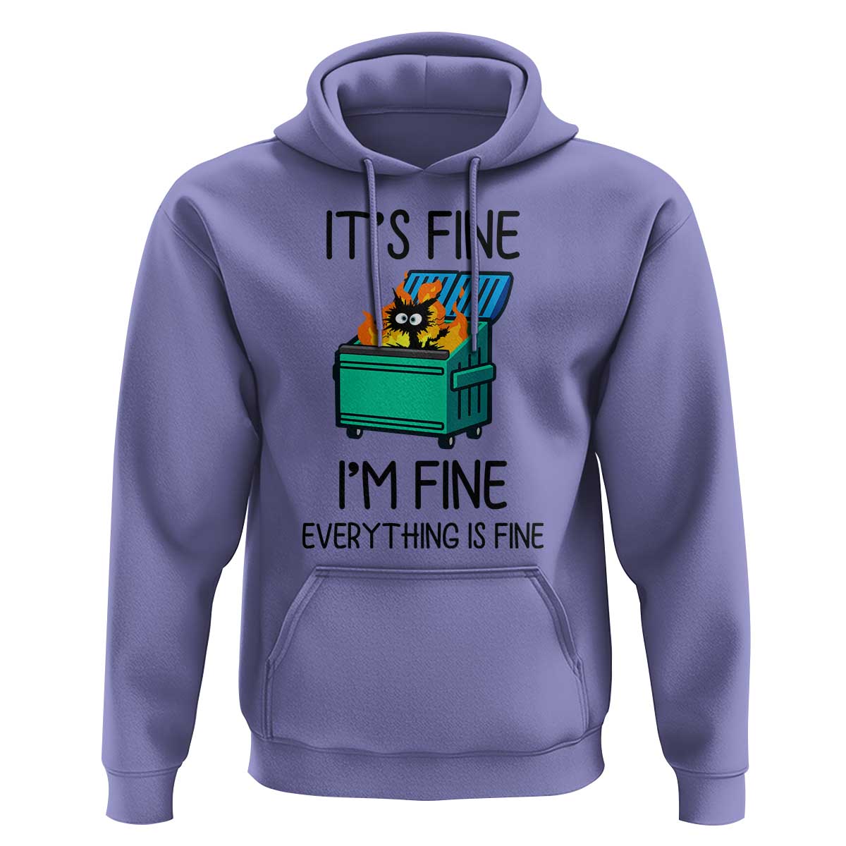 Funny It's Fine I'm Everything Is Fine Hoodie Black Cat Lil Dumpster Fire