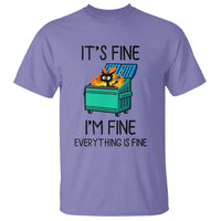 Funny It's Fine I'm Everything Is Fine T Shirt Black Cat Lil Dumpster Fire - Wonder Print Shop