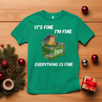 Funny It's Fine I'm Everything Is Fine 2024 Christmas T Shirt Lil Dumpster Fire - Wonder Print Shop