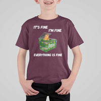Funny It's Fine I'm Everything Is Fine 2024 Christmas T Shirt For Kid Lil Dumpster Fire - Wonder Print Shop