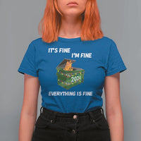 Funny It's Fine I'm Everything Is Fine 2024 Christmas T Shirt For Women Lil Dumpster Fire - Wonder Print Shop