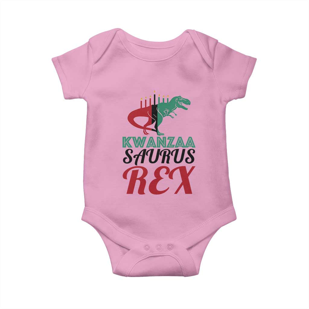 Kwanzaa Saurus Rex Kinara Candles Dinosaur T-rex African Heritage Baby Onesie