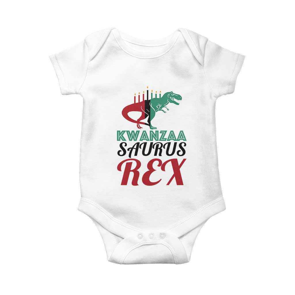 Kwanzaa Saurus Rex Kinara Candles Dinosaur T-rex African Heritage Baby Onesie