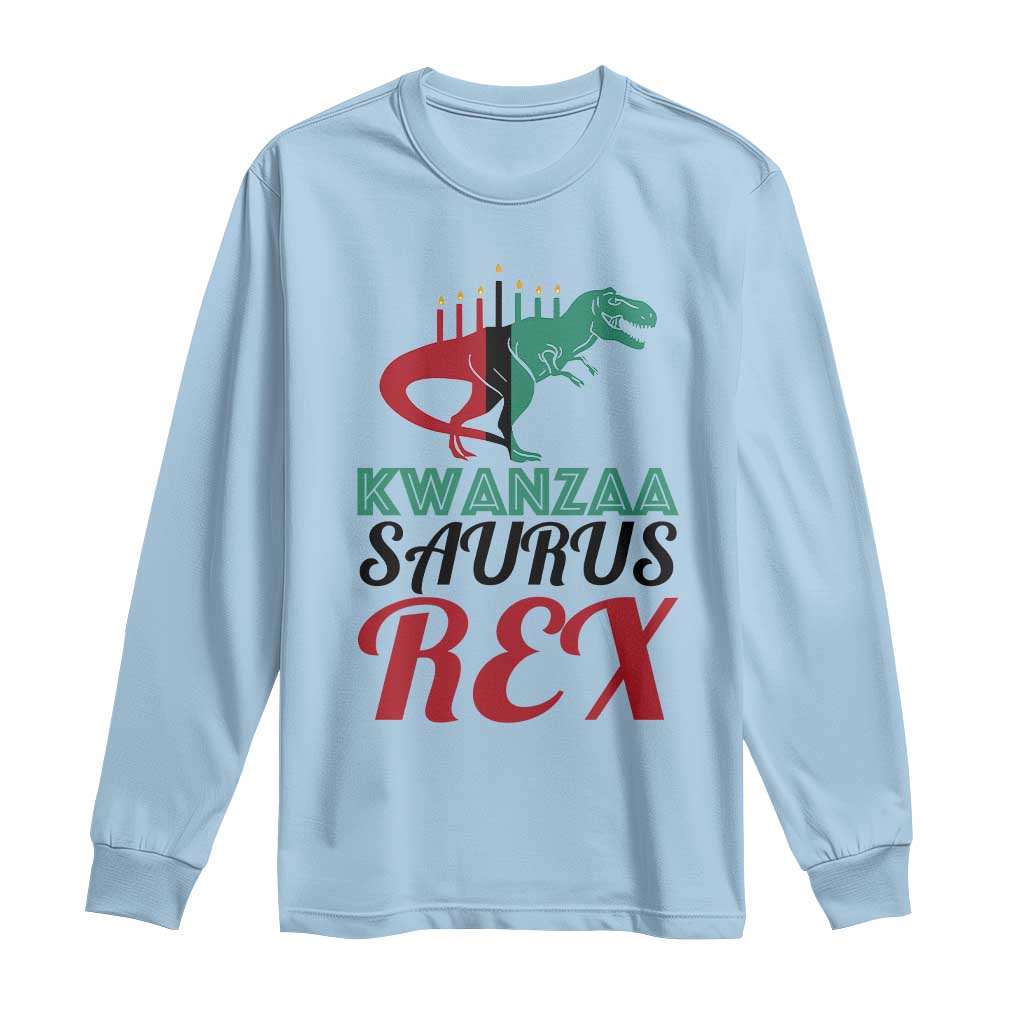 Kwanzaa Saurus Rex Kinara Candles Dinosaur T-rex African Heritage Long Sleeve Shirt