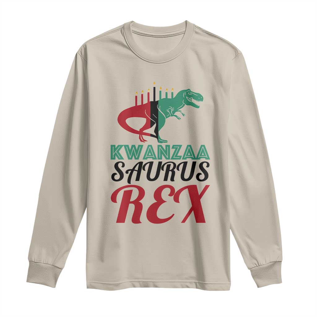 Kwanzaa Saurus Rex Kinara Candles Dinosaur T-rex African Heritage Long Sleeve Shirt