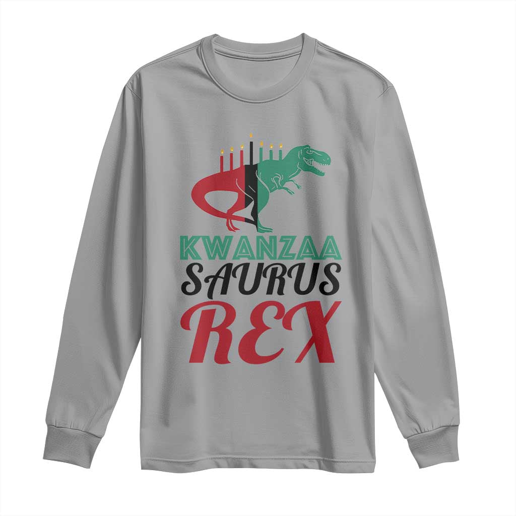 Kwanzaa Saurus Rex Kinara Candles Dinosaur T-rex African Heritage Long Sleeve Shirt