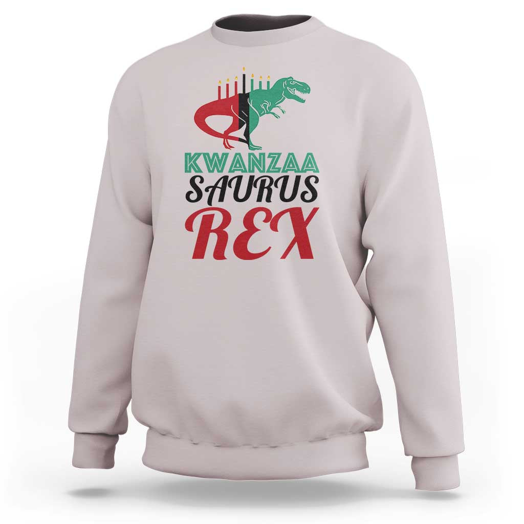 Kwanzaa Saurus Rex Kinara Candles Dinosaur T-rex African Heritage Sweatshirt - Wonder Print Shop