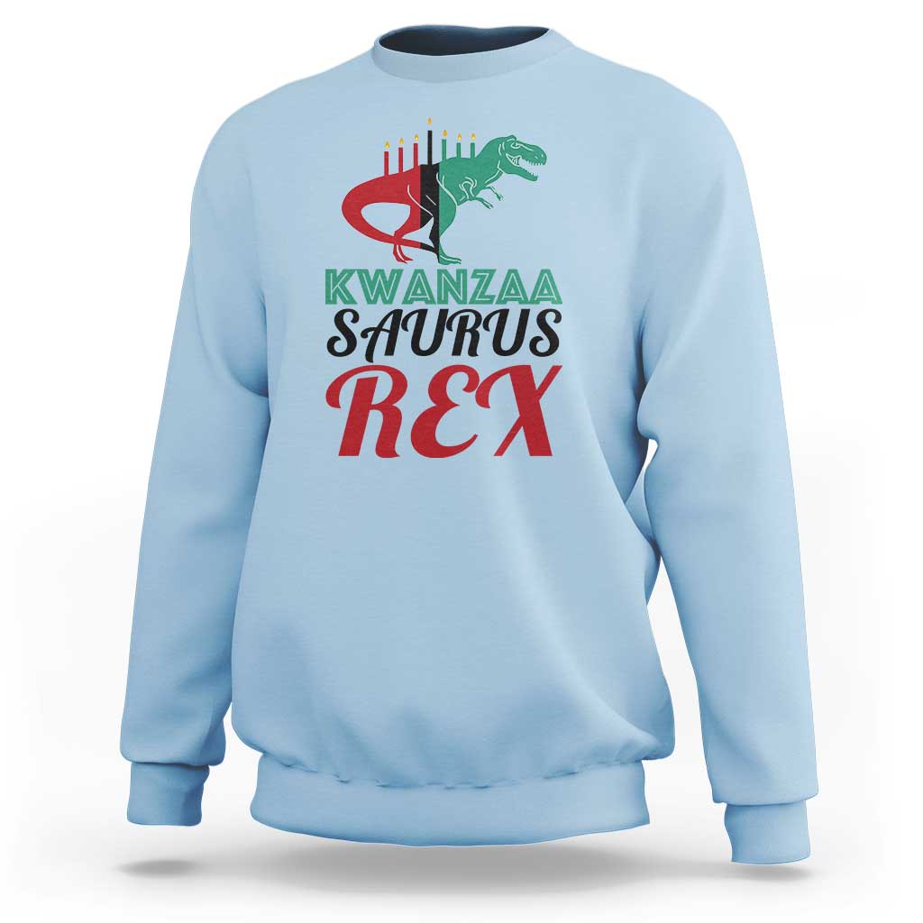 Kwanzaa Saurus Rex Kinara Candles Dinosaur T-rex African Heritage Sweatshirt - Wonder Print Shop