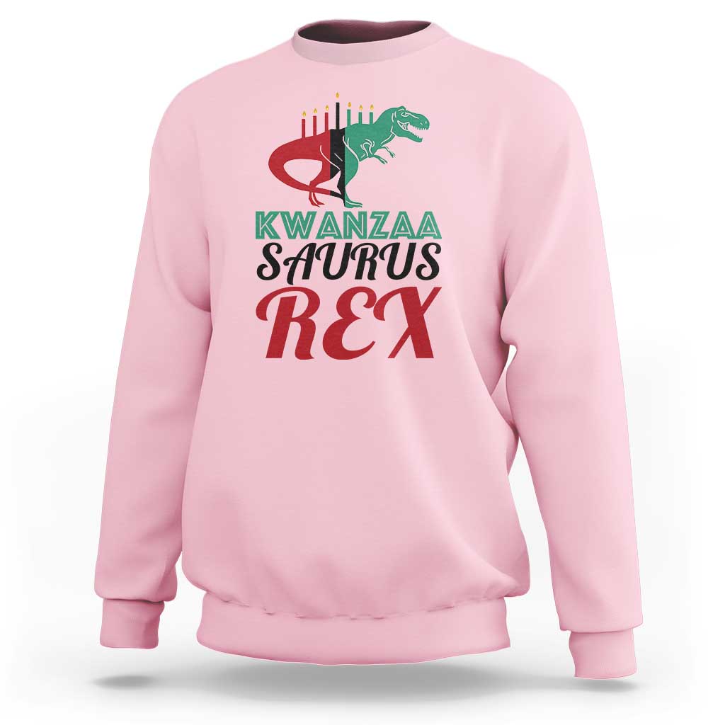 Kwanzaa Saurus Rex Kinara Candles Dinosaur T-rex African Heritage Sweatshirt - Wonder Print Shop