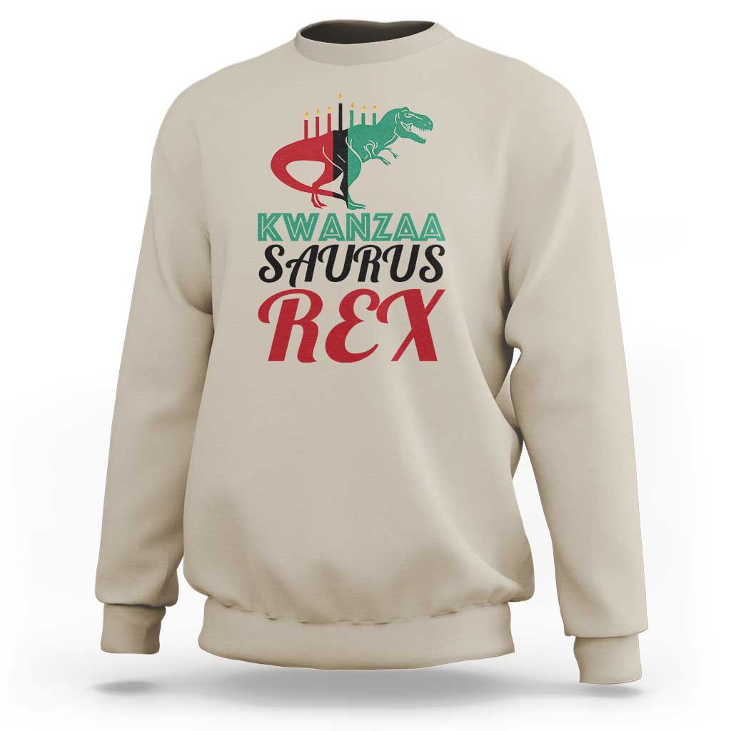 Kwanzaa Saurus Rex Kinara Candles Dinosaur T-rex African Heritage Sweatshirt - Wonder Print Shop