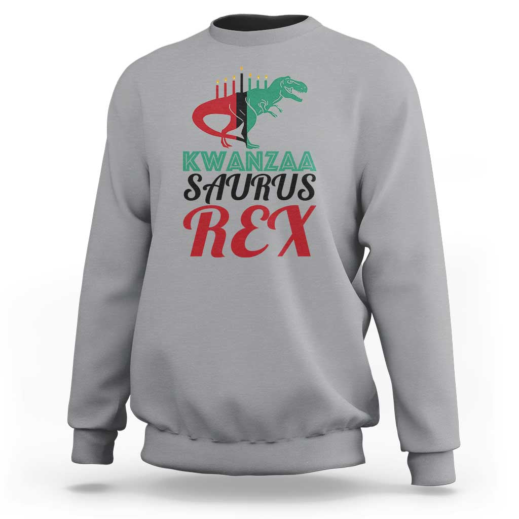 Kwanzaa Saurus Rex Kinara Candles Dinosaur T-rex African Heritage Sweatshirt - Wonder Print Shop