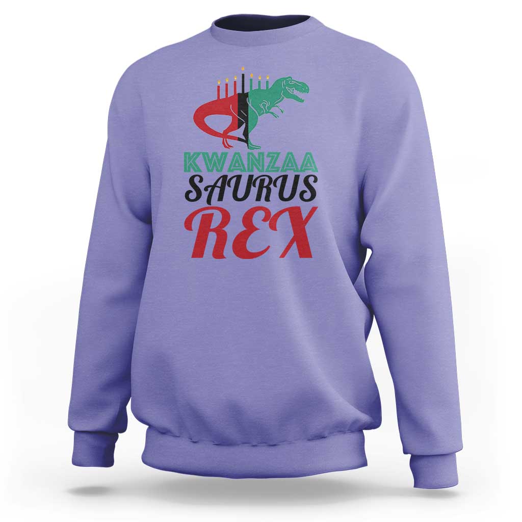 Kwanzaa Saurus Rex Kinara Candles Dinosaur T-rex African Heritage Sweatshirt - Wonder Print Shop