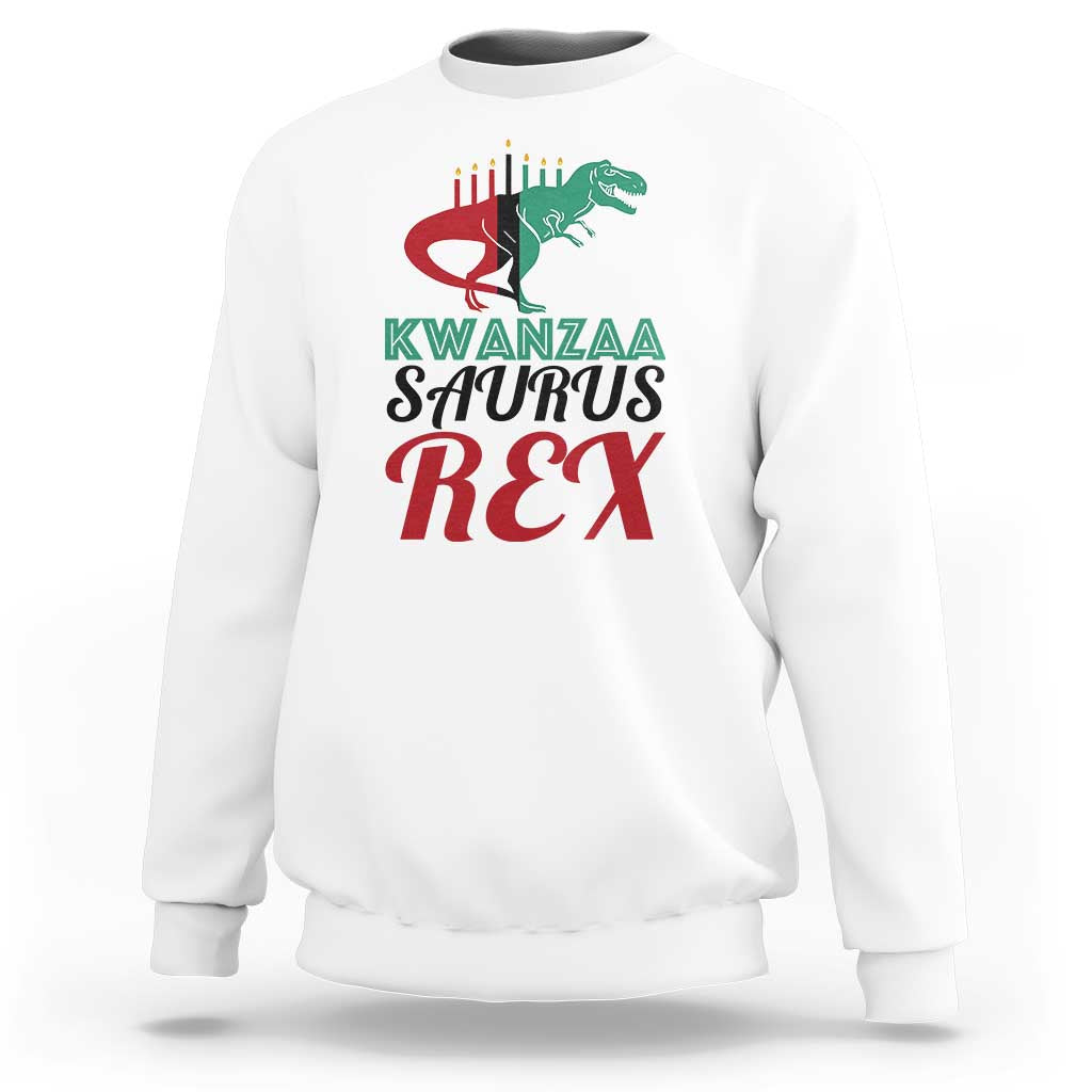 Kwanzaa Saurus Rex Kinara Candles Dinosaur T-rex African Heritage Sweatshirt - Wonder Print Shop