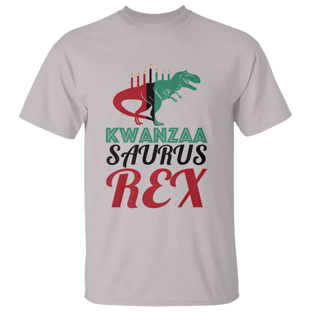 Kwanzaa Saurus Rex Kinara Candles Dinosaur T-rex African Heritage T Shirt - Wonder Print Shop