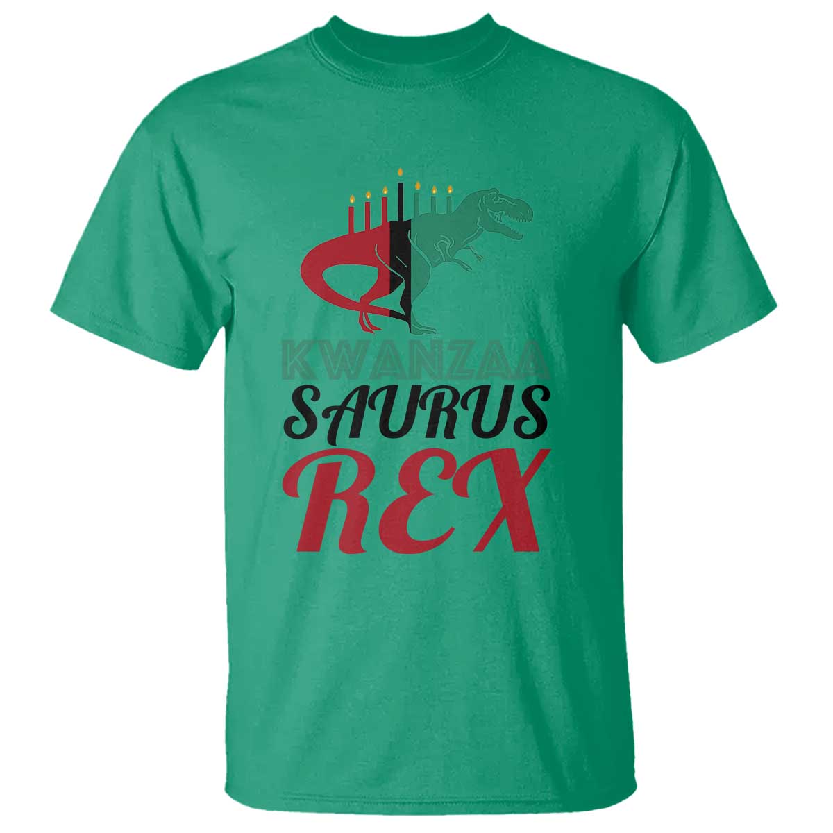 Kwanzaa Saurus Rex Kinara Candles Dinosaur T-rex African Heritage T Shirt - Wonder Print Shop