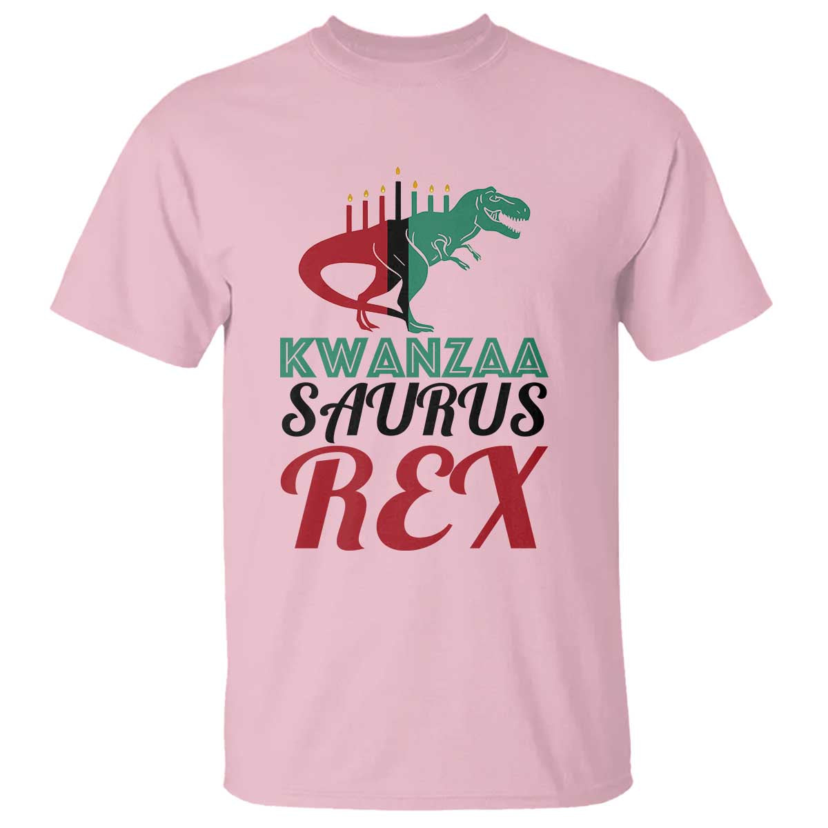 Kwanzaa Saurus Rex Kinara Candles Dinosaur T-rex African Heritage T Shirt - Wonder Print Shop