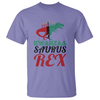 Kwanzaa Saurus Rex Kinara Candles Dinosaur T-rex African Heritage T Shirt - Wonder Print Shop