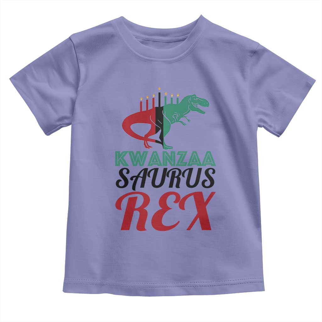 Kwanzaa Saurus Rex Kinara Candles Dinosaur T-rex African Heritage Toddler T Shirt