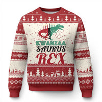 Kwanzaa Saurus Rex Kinara Candles Dinosaur T-rex African Heritage Ugly Christmas Sweater - Wonder Print Shop