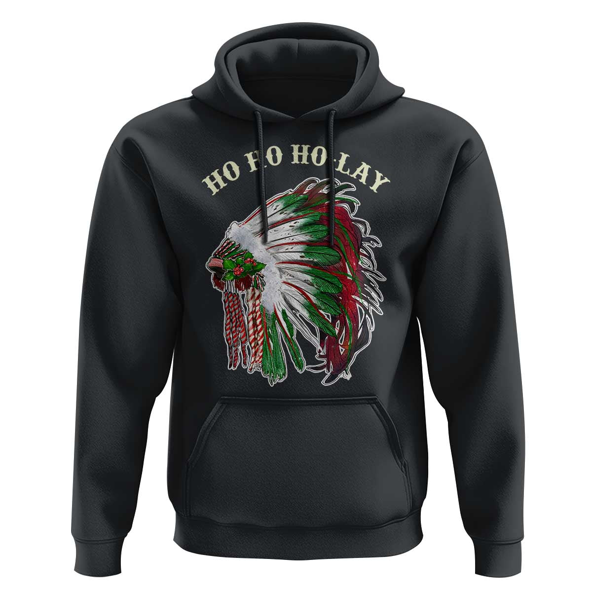 Funny Christmas Native American Hoodie Ho Ho Ho Lay Vintage War Bonnet