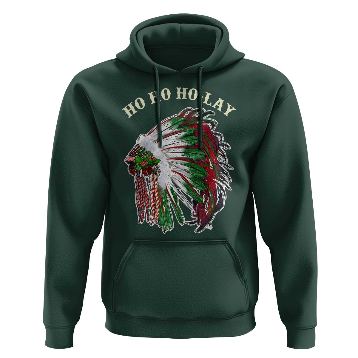 Funny Christmas Native American Hoodie Ho Ho Ho Lay Vintage War Bonnet