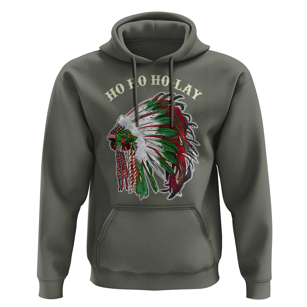 Funny Christmas Native American Hoodie Ho Ho Ho Lay Vintage War Bonnet