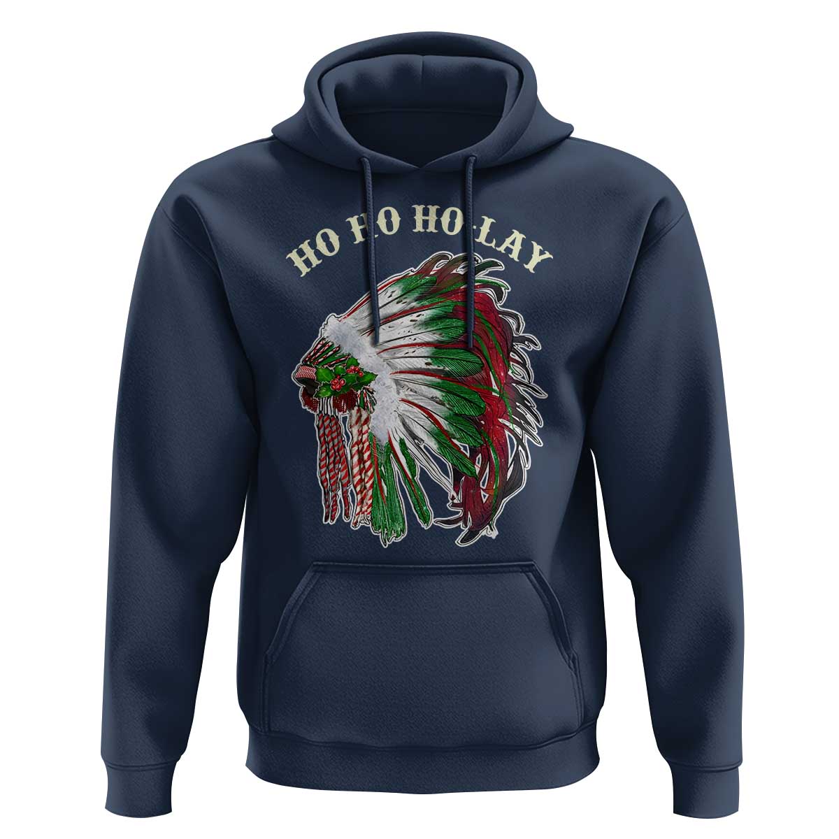 Funny Christmas Native American Hoodie Ho Ho Ho Lay Vintage War Bonnet