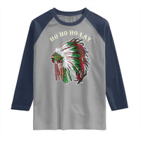 Funny Christmas Native American Raglan Shirt Ho Ho Ho Lay Vintage War Bonnet - Wonder Print Shop