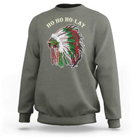 Funny Christmas Native American Sweatshirt Ho Ho Ho Lay Vintage War Bonnet - Wonder Print Shop